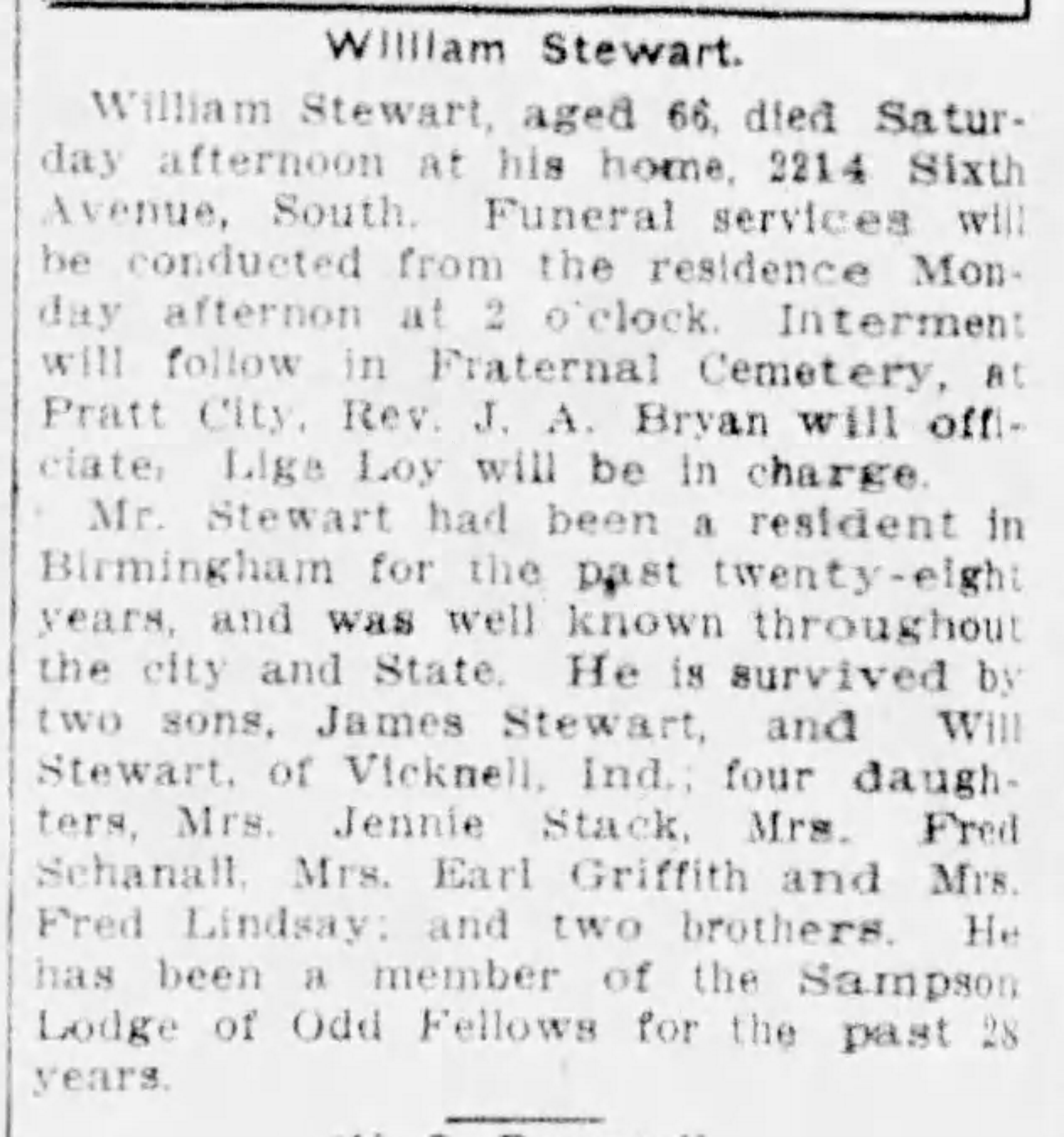 William Stewart obituary